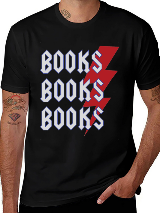 Books Lightning Bolt T-Shirt Black Cotton Tee