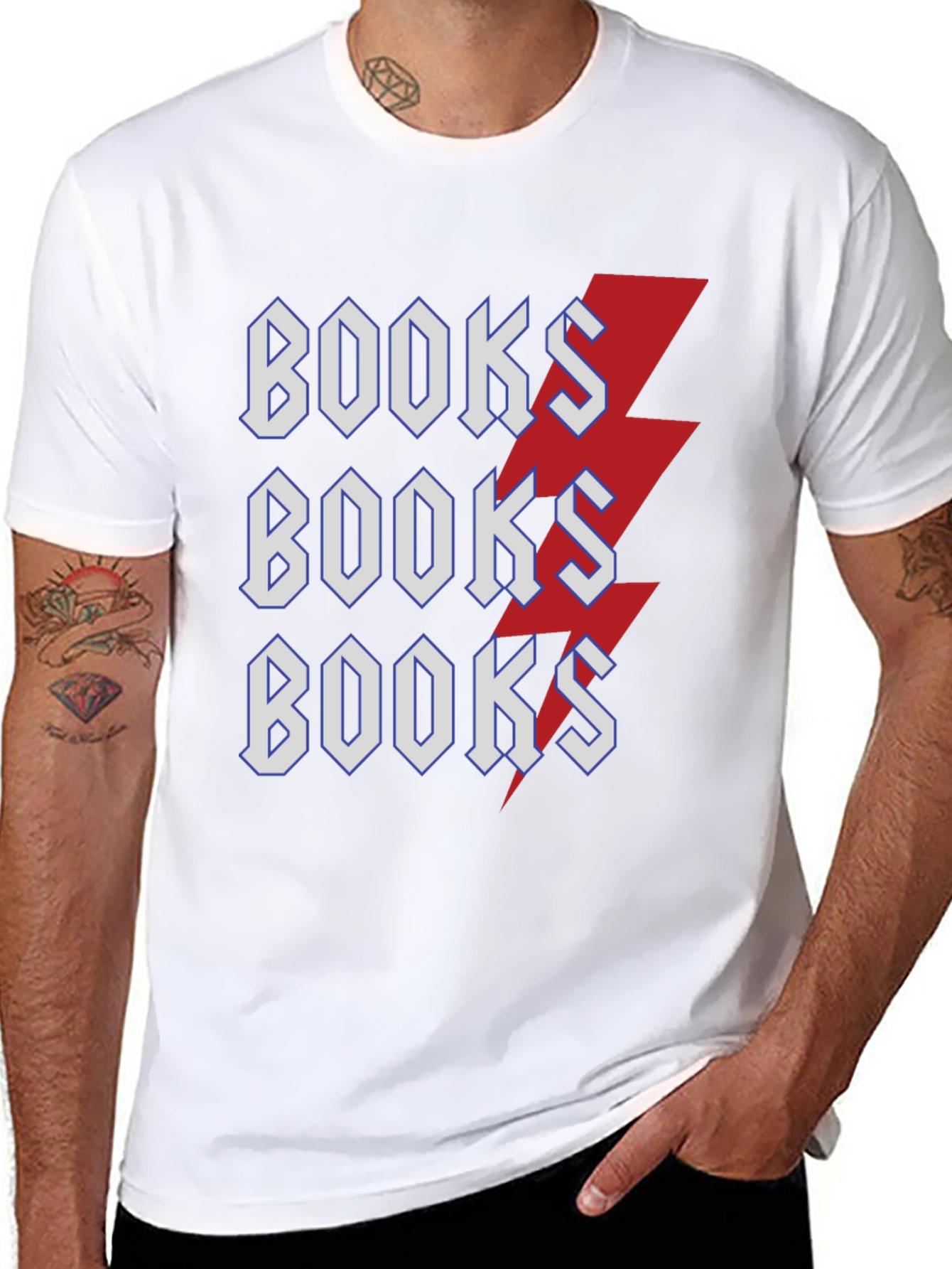 Books Lightning Bolt T-Shirt Black Cotton Tee