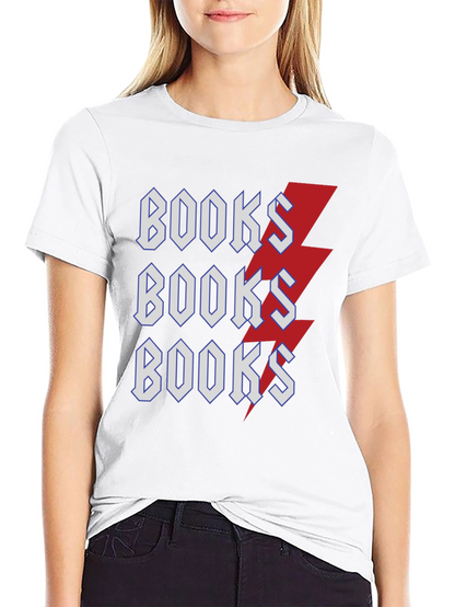 Books Lightning Bolt T-Shirt Black Cotton Tee
