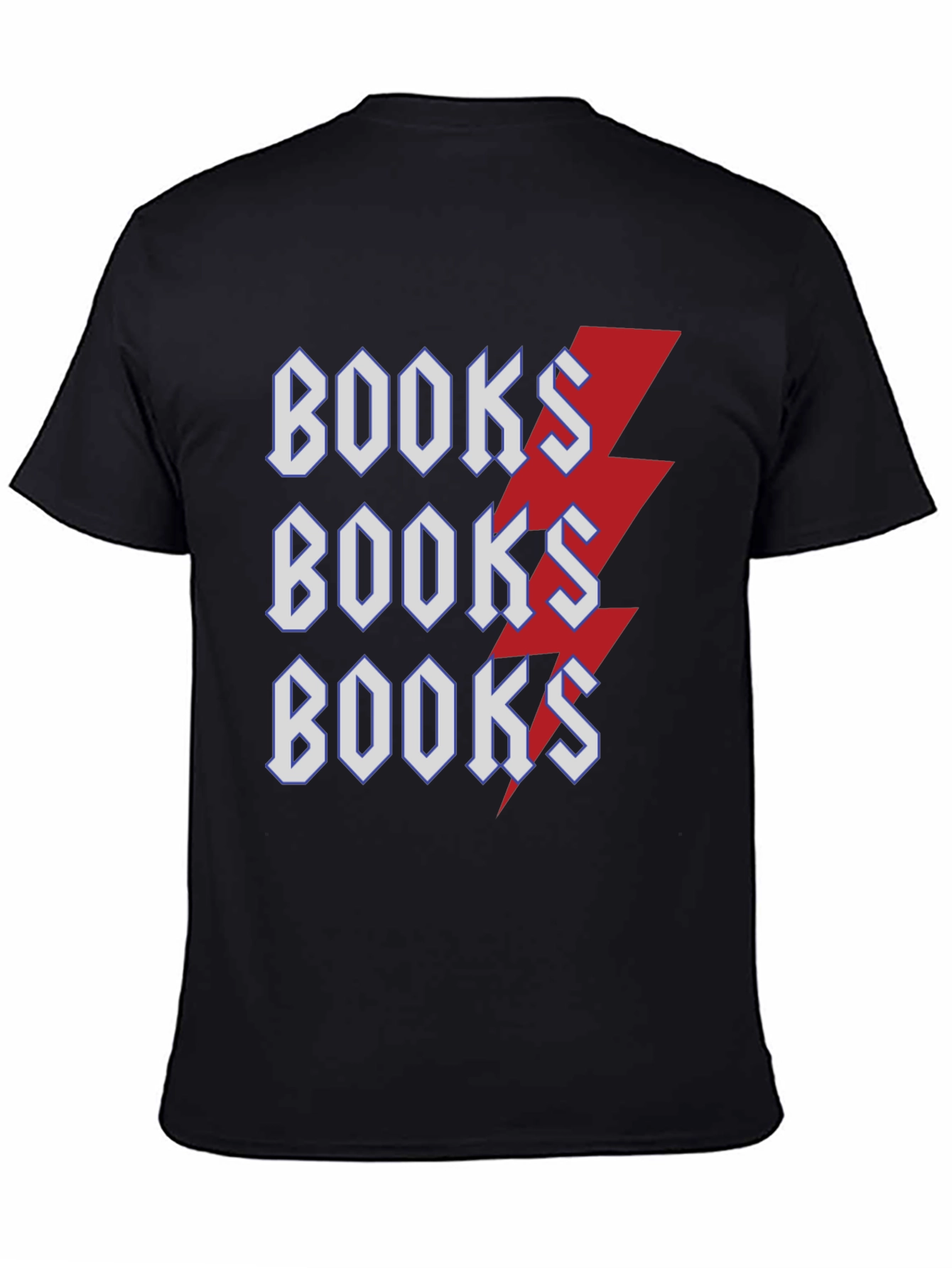 Books Lightning Bolt T-Shirt Black Cotton Tee