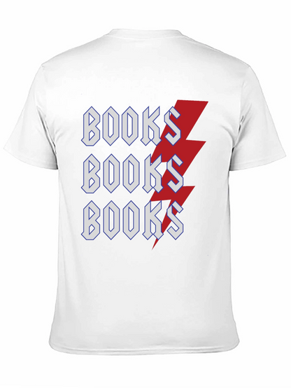 Books Lightning Bolt T-Shirt Black Cotton Tee