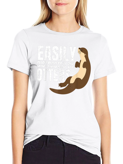 Easily Distracted By Otters Funny T-Shirt