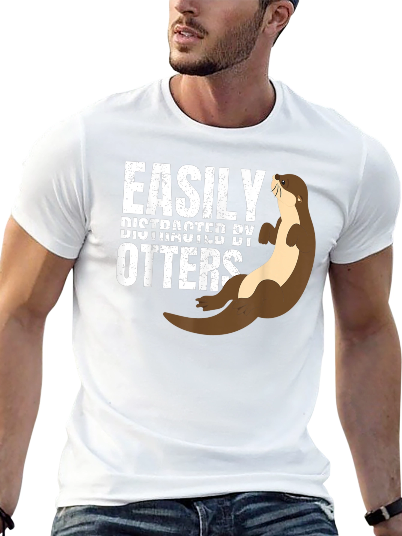 Easily Distracted By Otters Funny T-Shirt