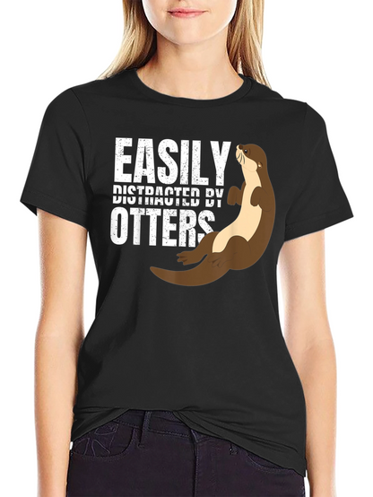 Easily Distracted By Otters Funny T-Shirt