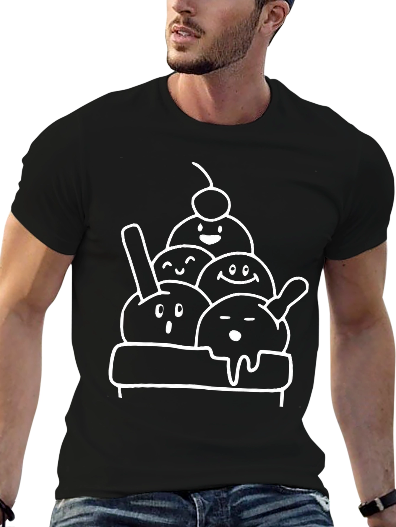 Ice Cream Scoop Graphic Tee - Black
