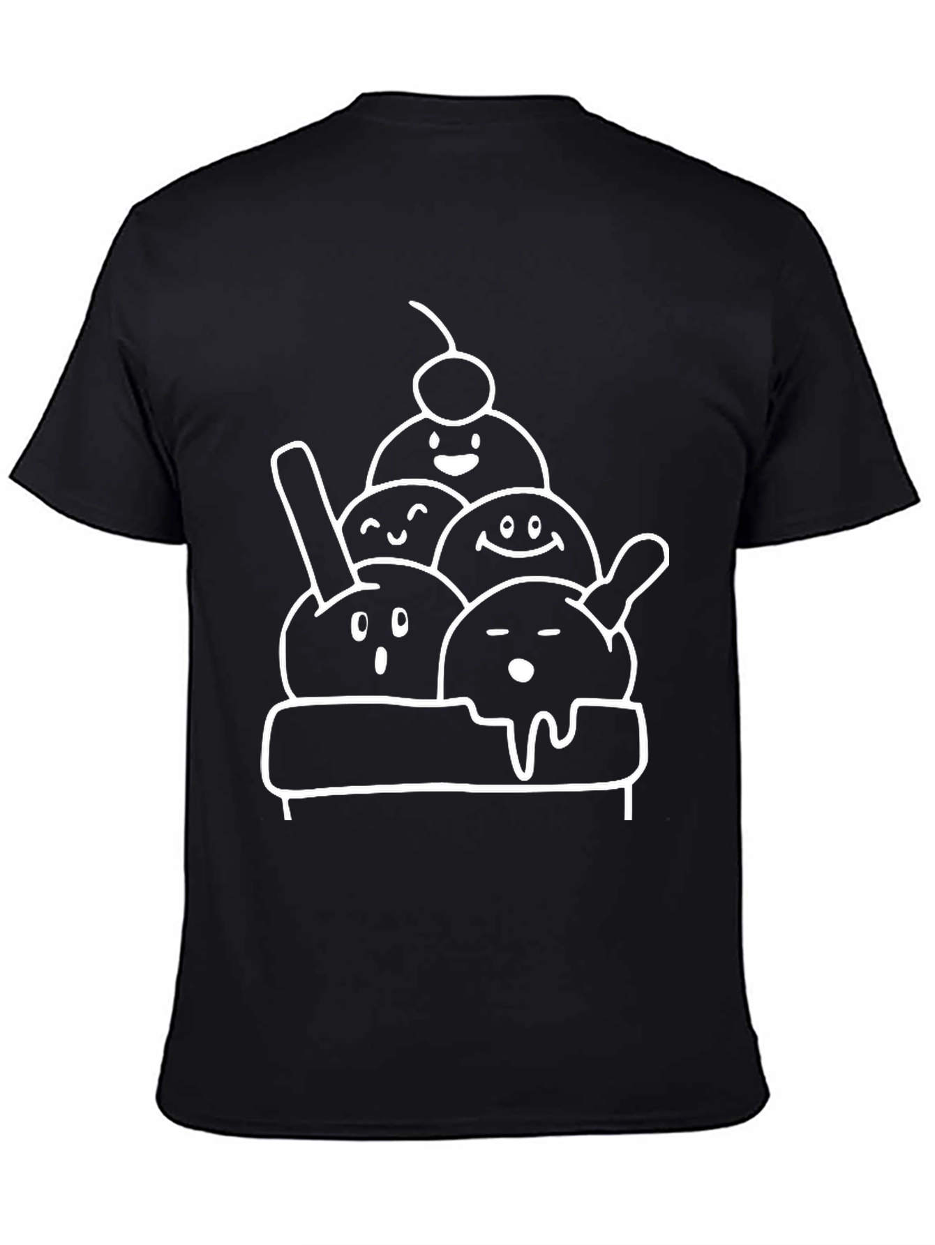 Ice Cream Scoop Graphic Tee - Black
