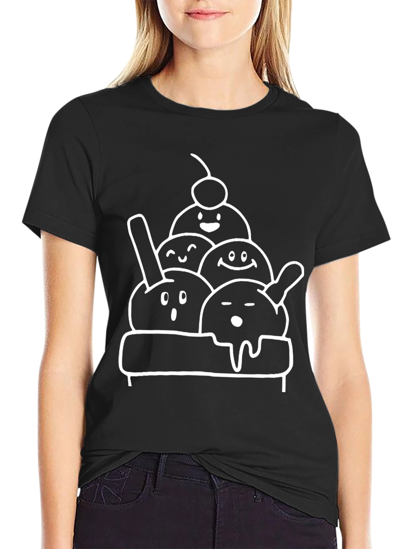 Ice Cream Scoop Graphic Tee - Black