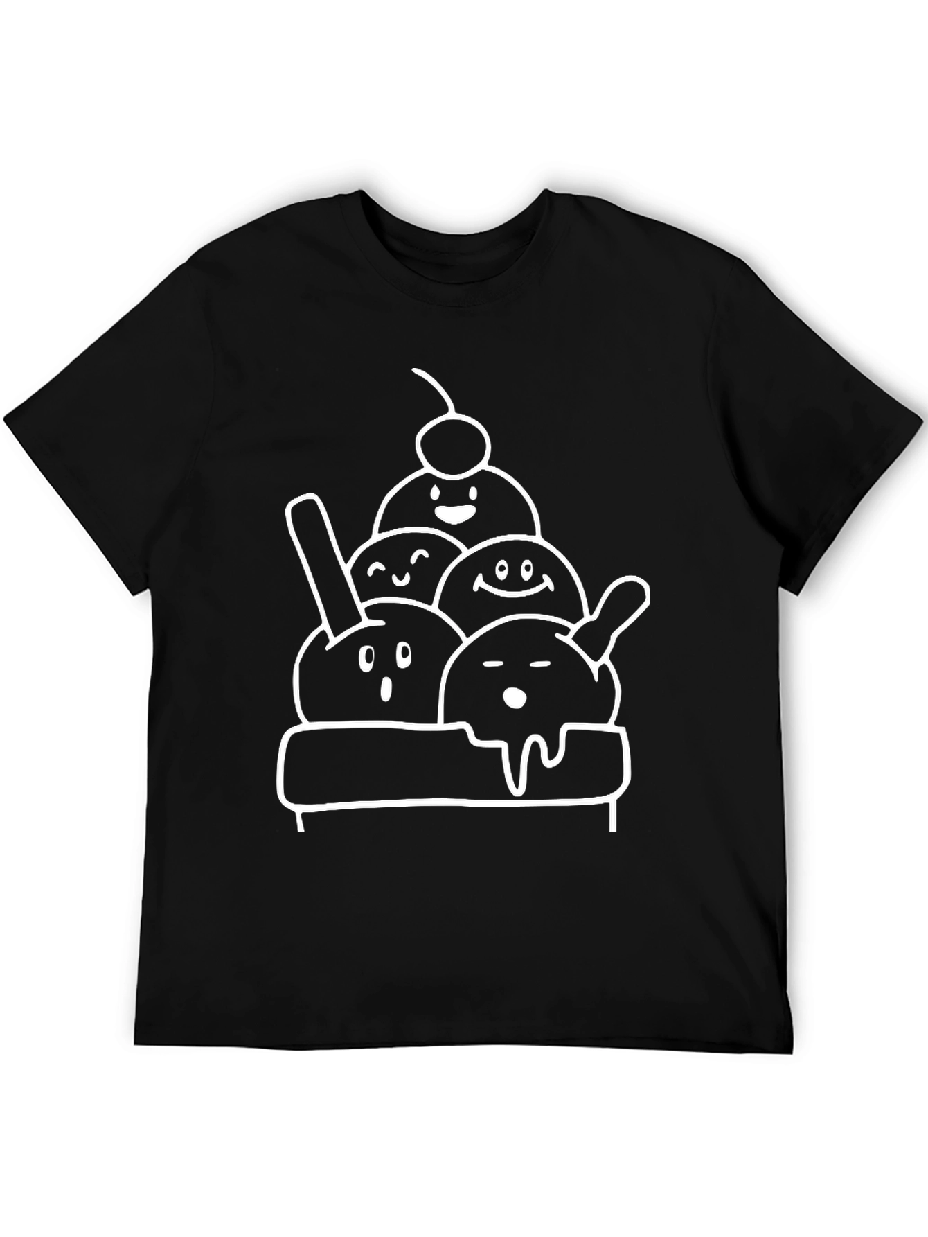 Ice Cream Scoop Graphic Tee - Black