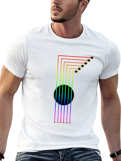 Rainbow Guitar T-Shirt: Starry Musical Style