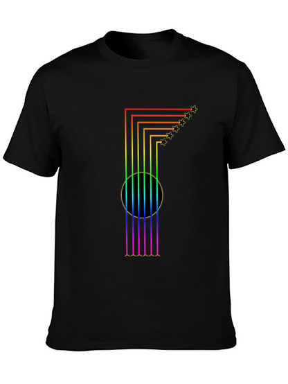 Rainbow Guitar T-Shirt: Starry Musical Style
