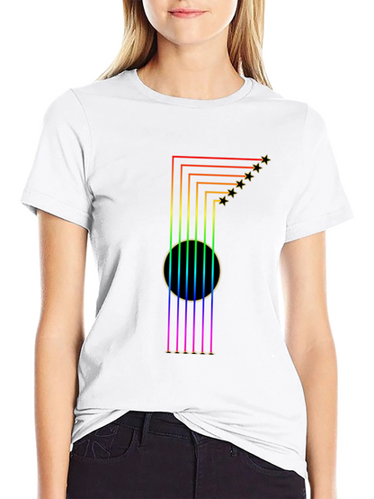 Rainbow Guitar T-Shirt: Starry Musical Style