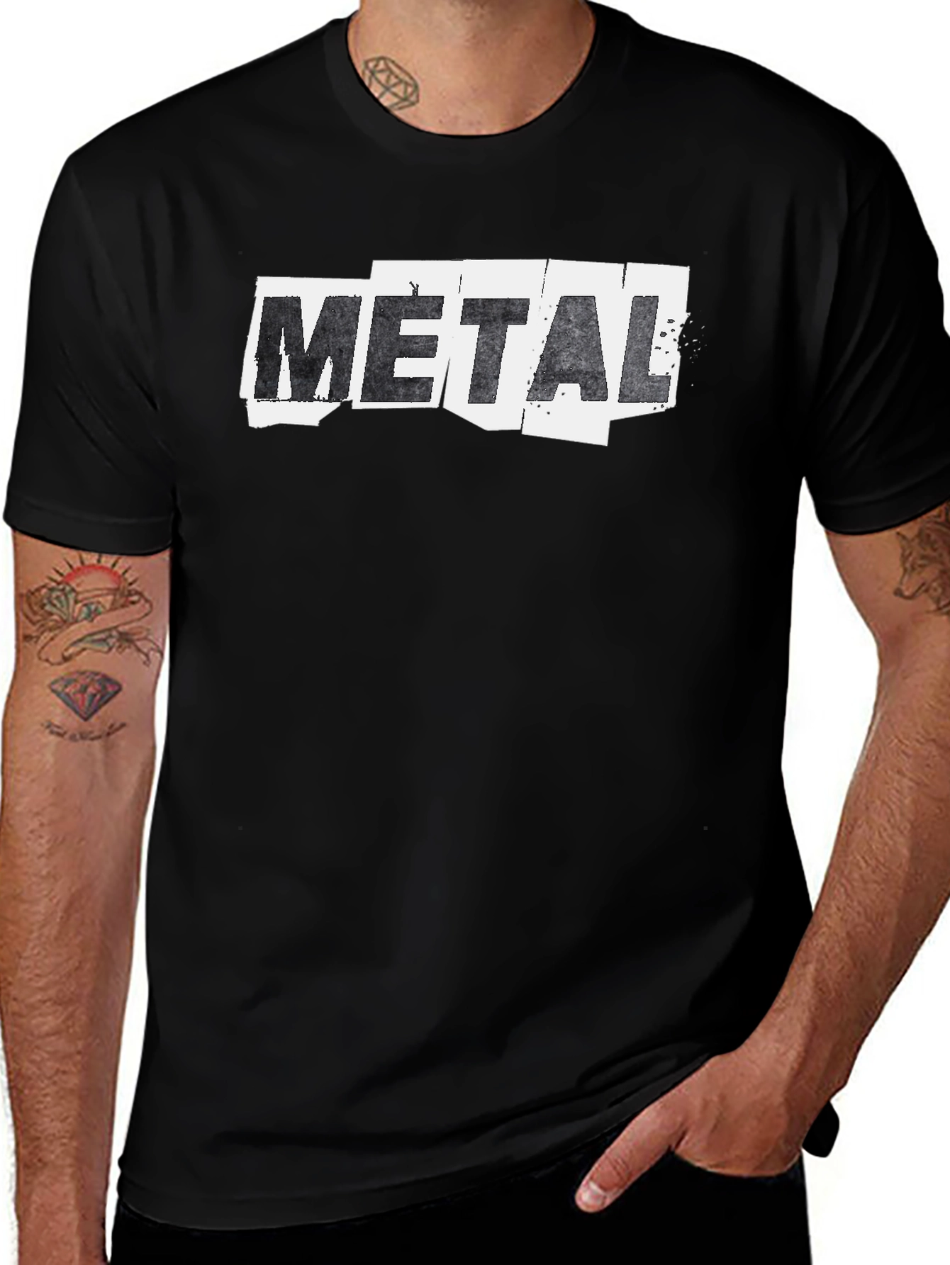 Metal Graphic Print Black T-Shirt