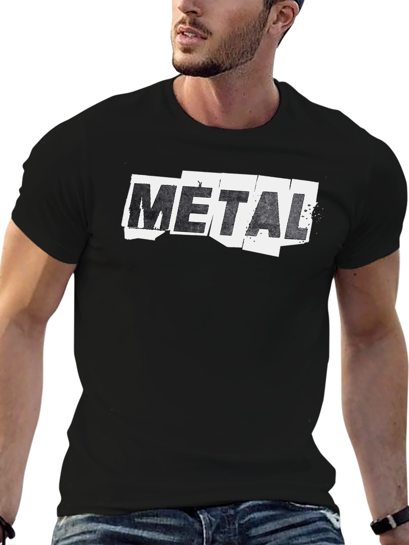 Metal Graphic Print Black T-Shirt