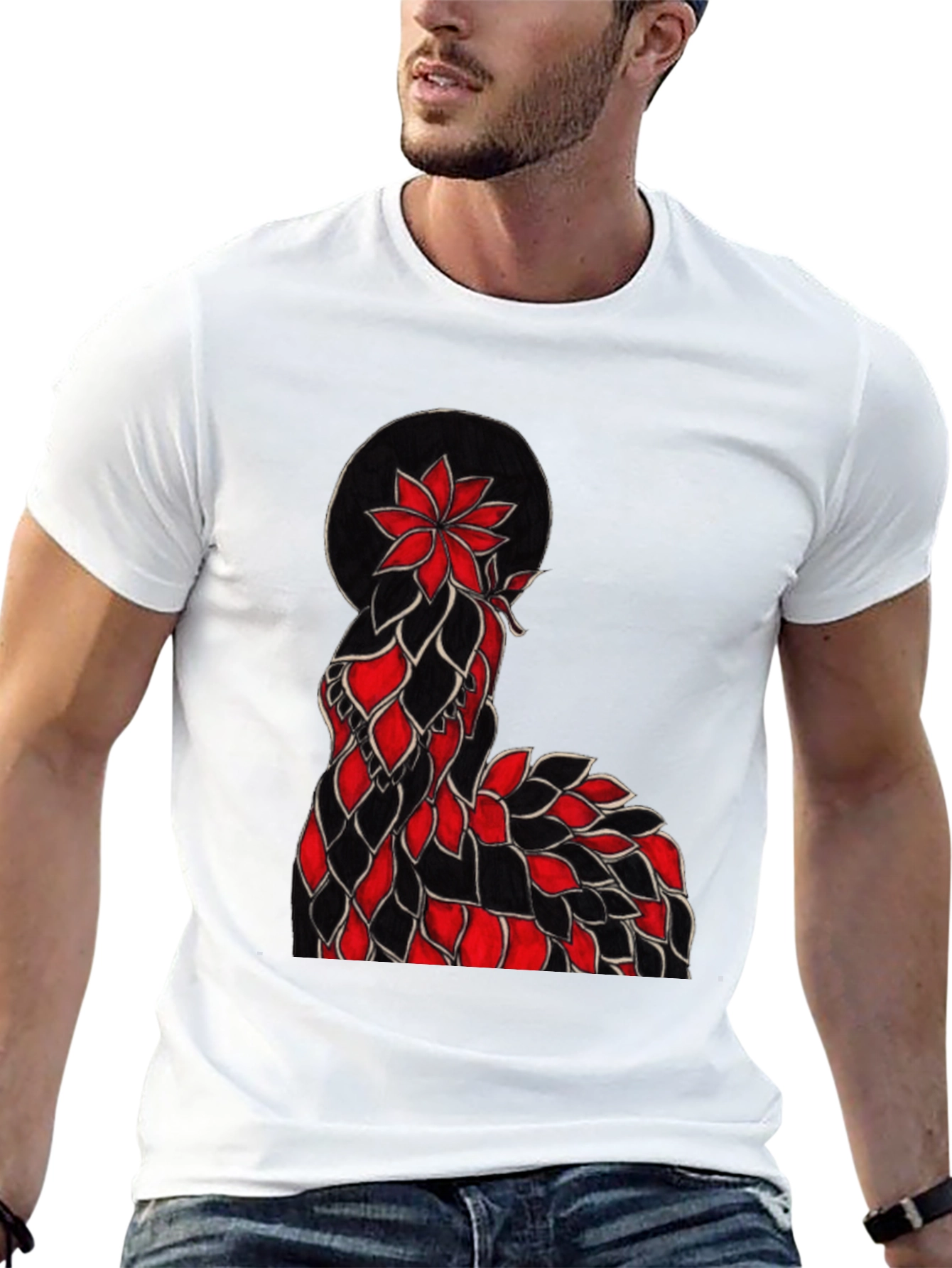 Floral Silhouette Graphic Tee - Black
