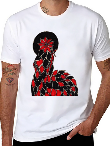 Floral Silhouette Graphic Tee - Black