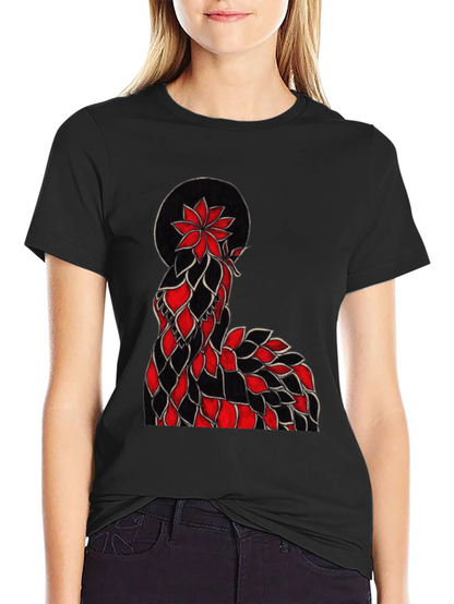 Floral Silhouette Graphic Tee - Black