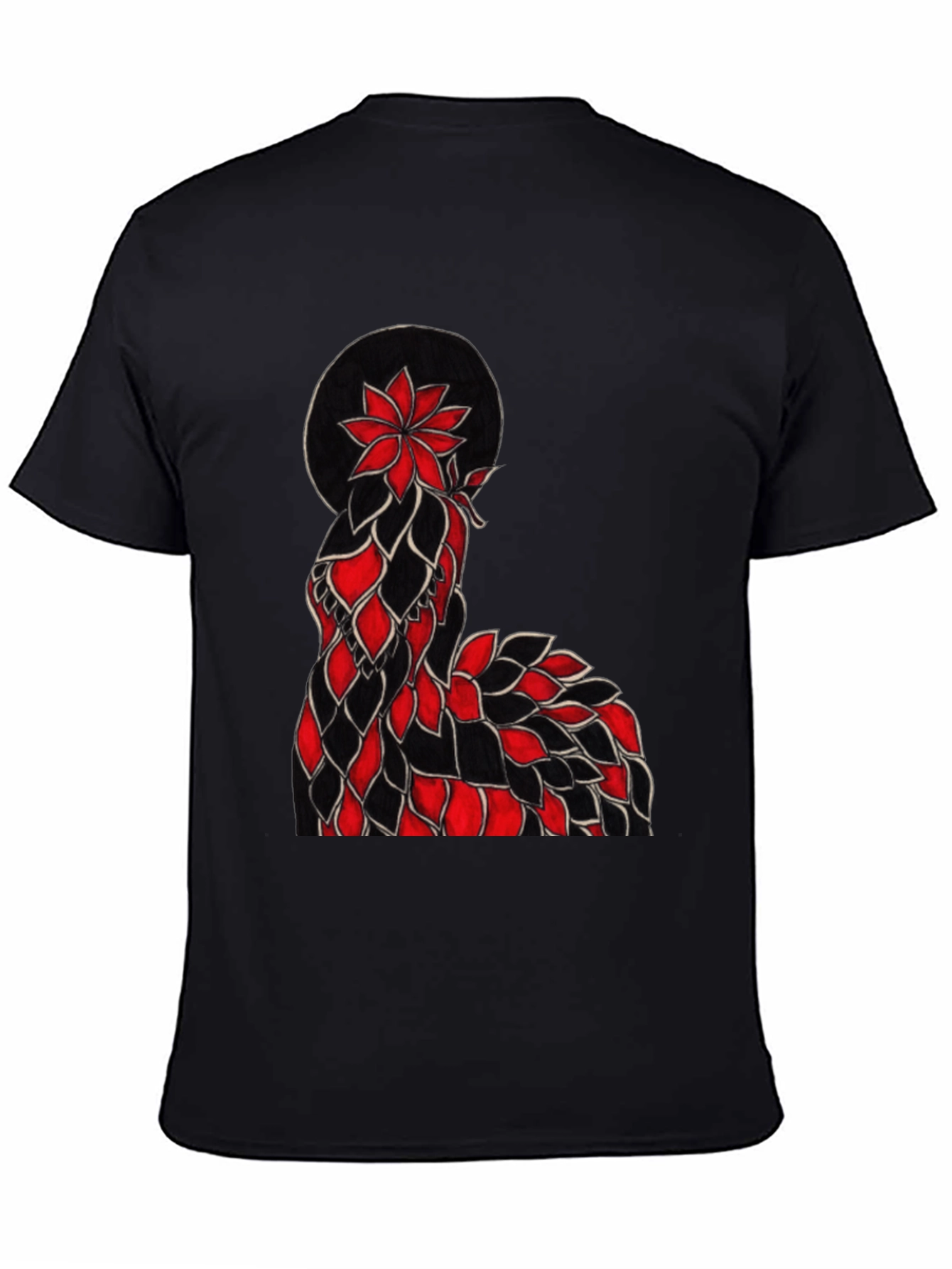 Floral Silhouette Graphic Tee - Black