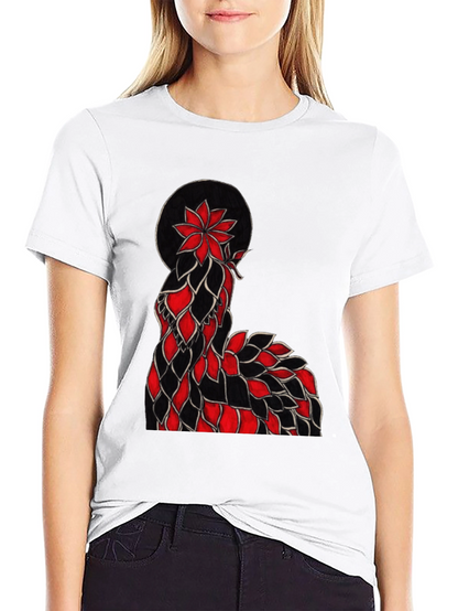 Floral Silhouette Graphic Tee - Black