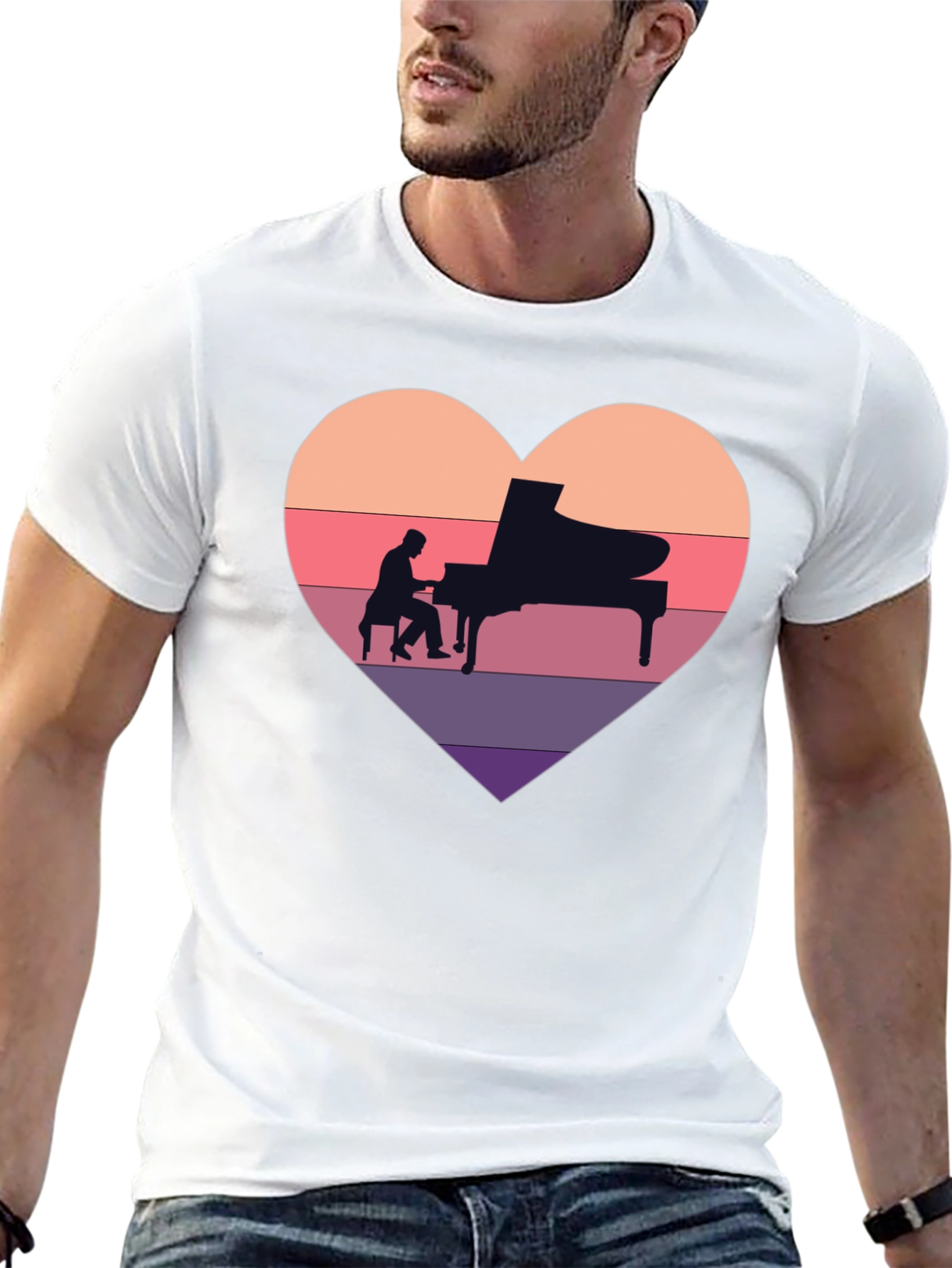 Piano Heart T-Shirt - Musician Lover Tee