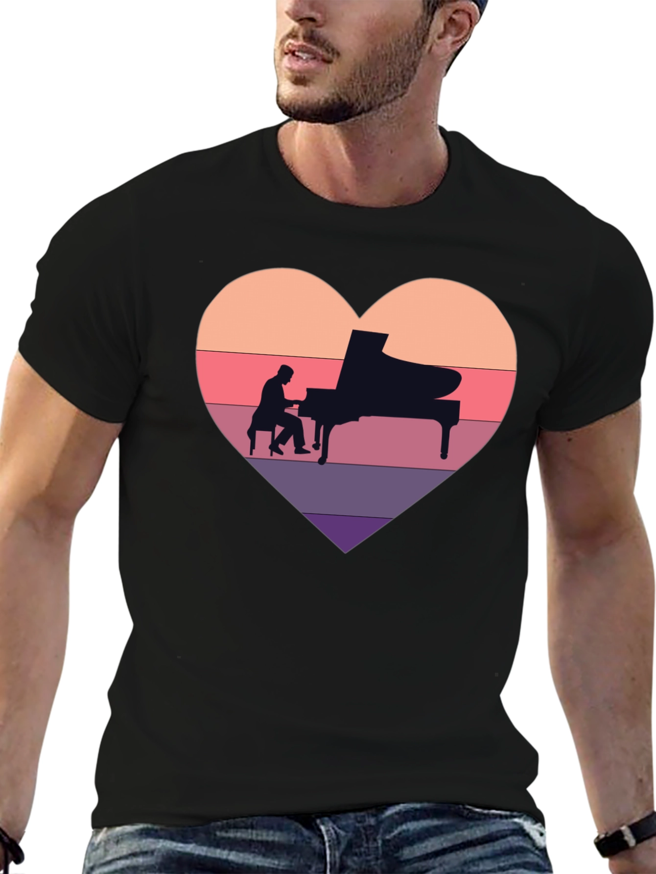 Piano Heart T-Shirt - Musician Lover Tee