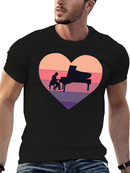 Piano Heart T-Shirt - Musician Lover Tee