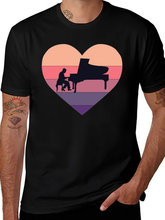 Piano Heart T-Shirt - Musician Lover Tee