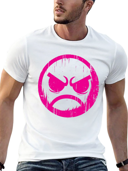 Grumpy Face Graphic T-Shirt - Black Cotton Tee