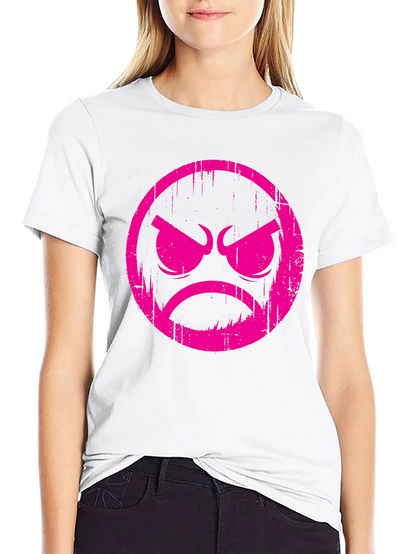 Grumpy Face Graphic T-Shirt - Black Cotton Tee
