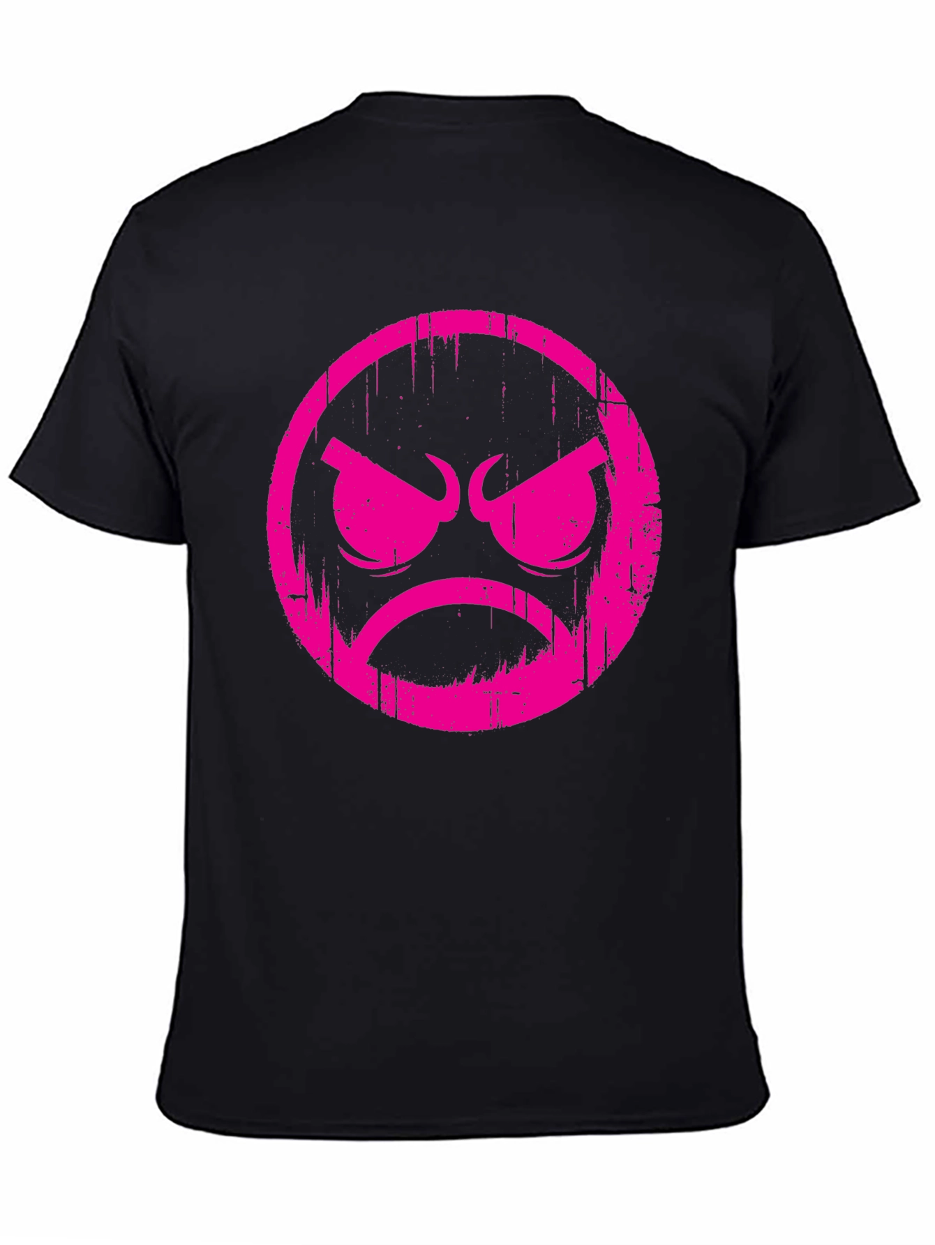 Grumpy Face Graphic T-Shirt - Black Cotton Tee