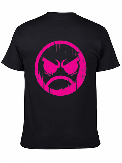 Grumpy Face Graphic T-Shirt - Black Cotton Tee