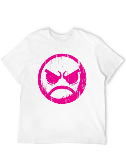 Grumpy Face Graphic T-Shirt - Black Cotton Tee