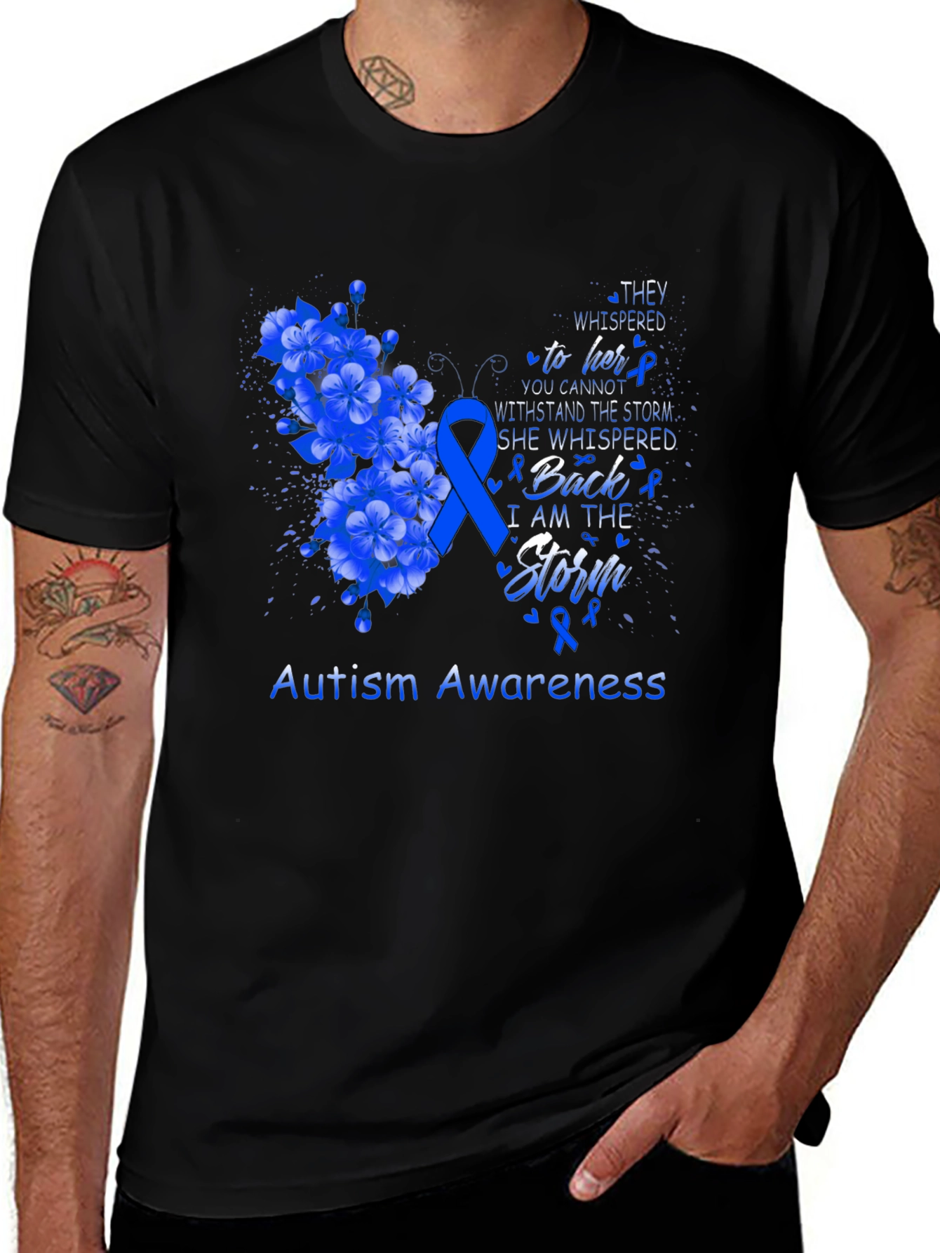 Autism Awareness T-Shirt - Floral Storm Design