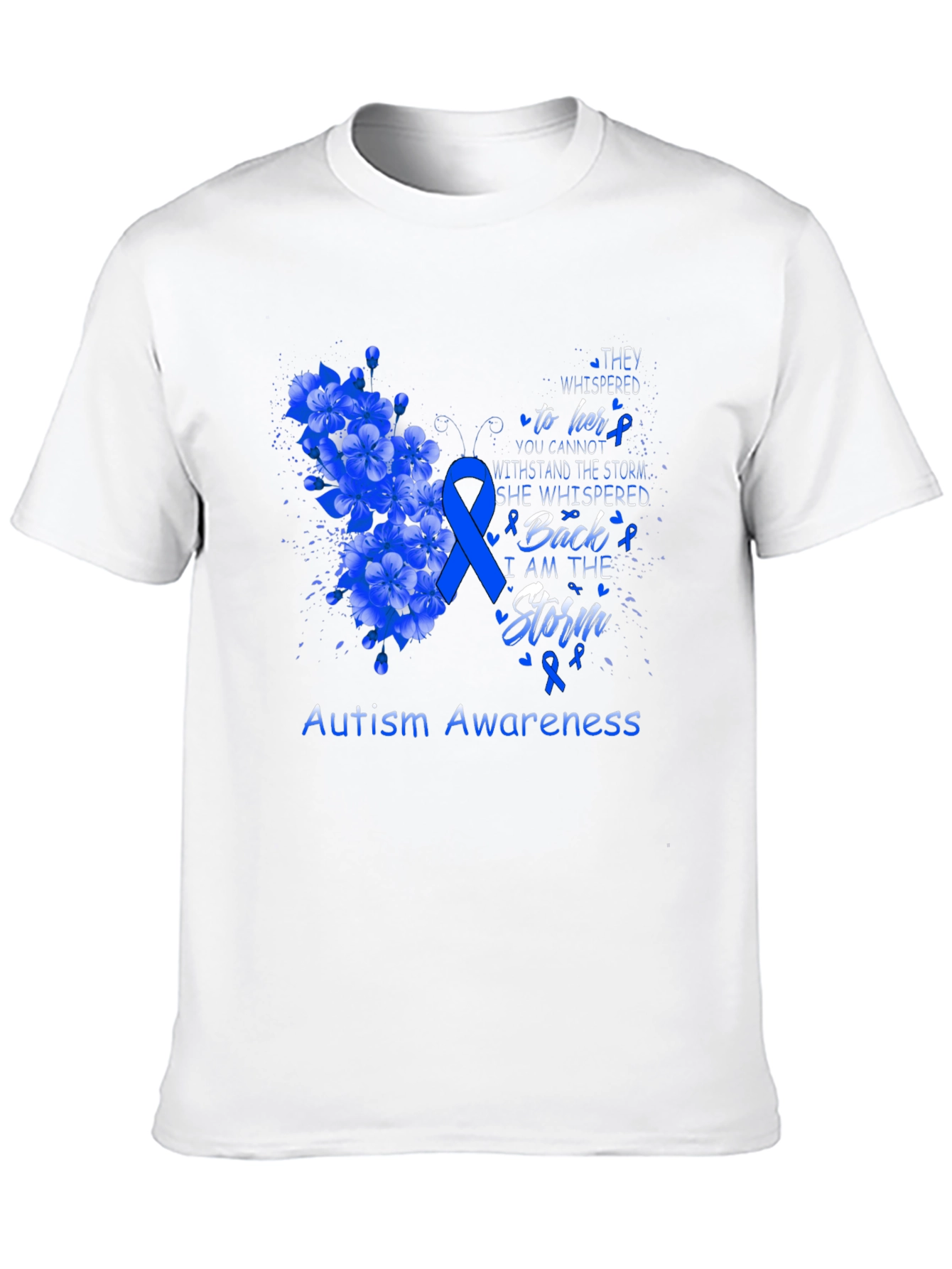 Autism Awareness T-Shirt - Floral Storm Design
