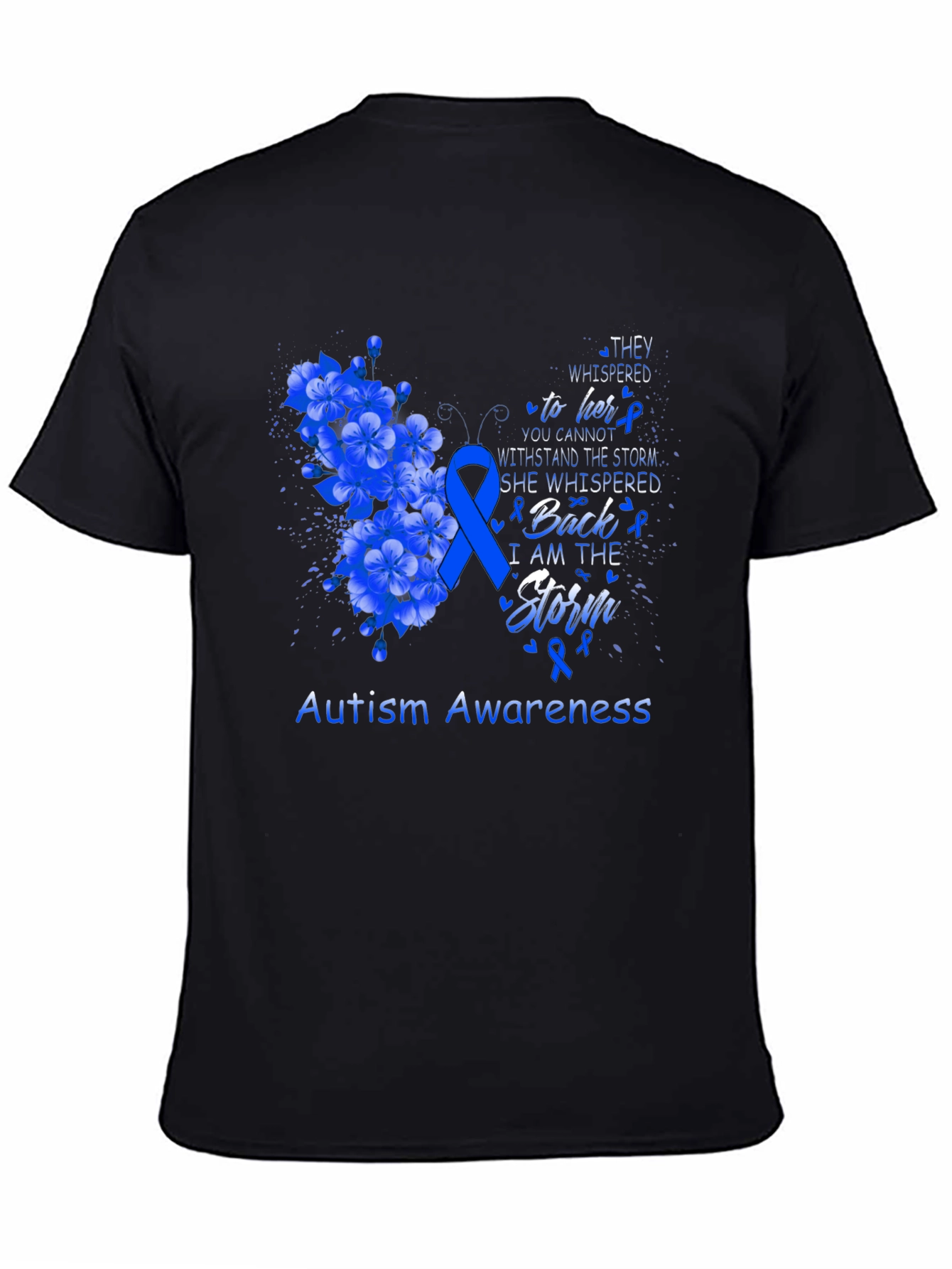 Autism Awareness T-Shirt - Floral Storm Design