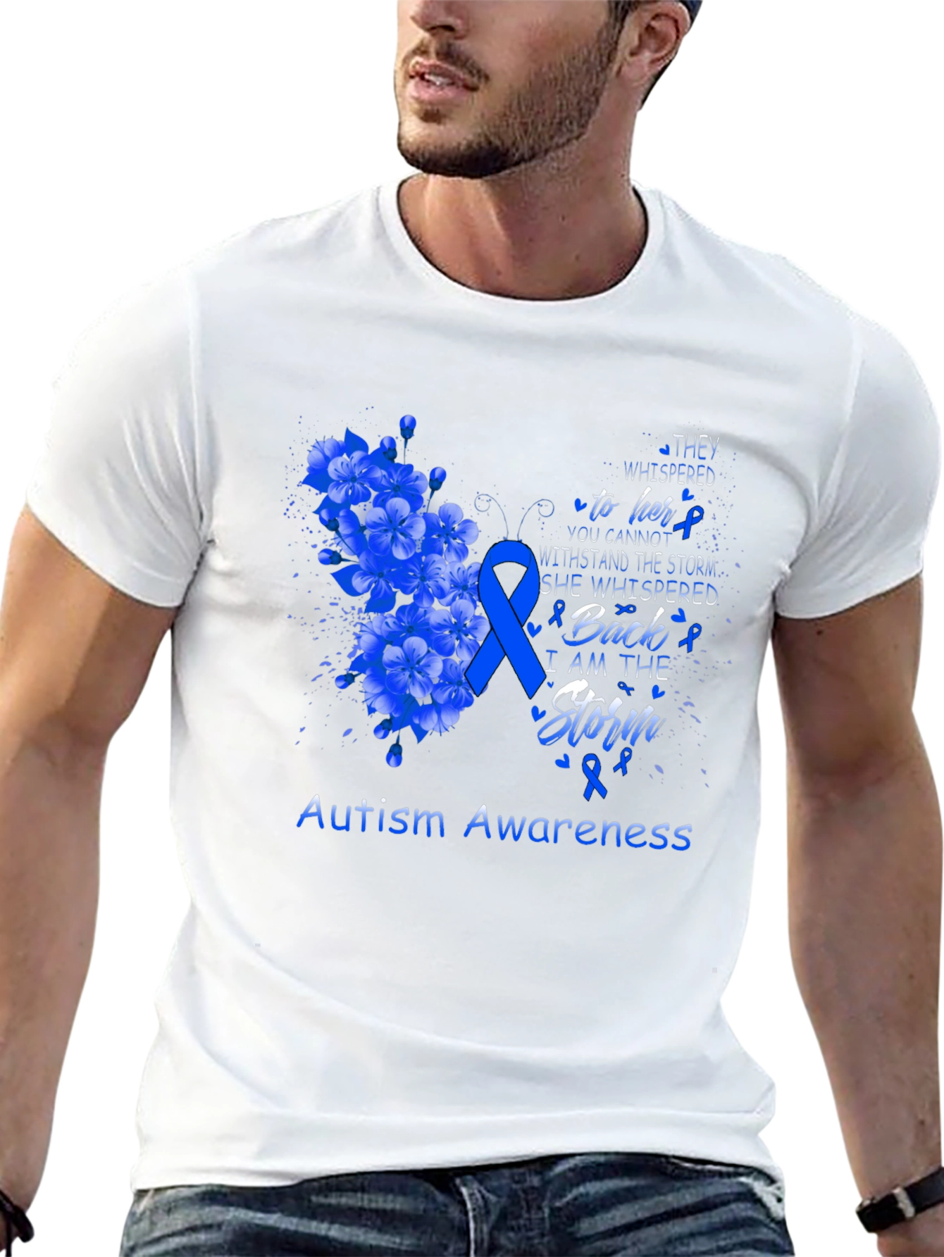 Autism Awareness T-Shirt - Floral Storm Design