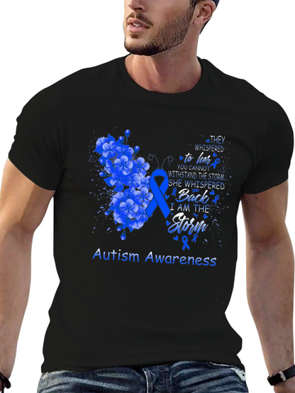 Autism Awareness T-Shirt - Floral Storm Design