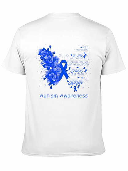 Autism Awareness T-Shirt - Floral Storm Design