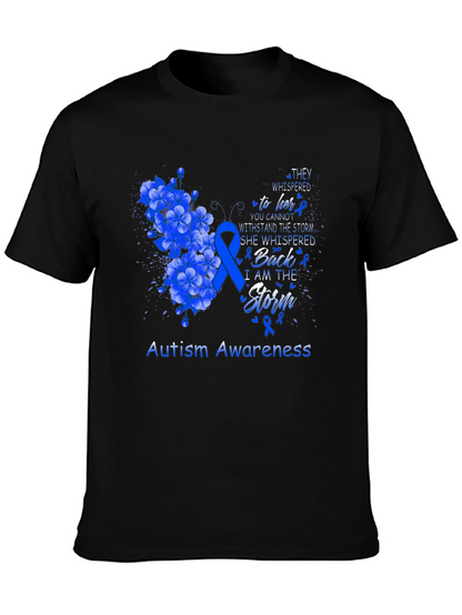 Autism Awareness T-Shirt - Floral Storm Design