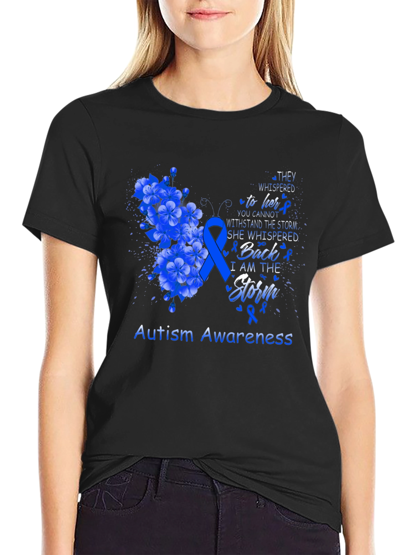 Autism Awareness T-Shirt - Floral Storm Design
