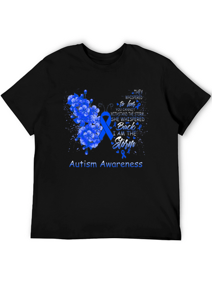 Autism Awareness T-Shirt - Floral Storm Design