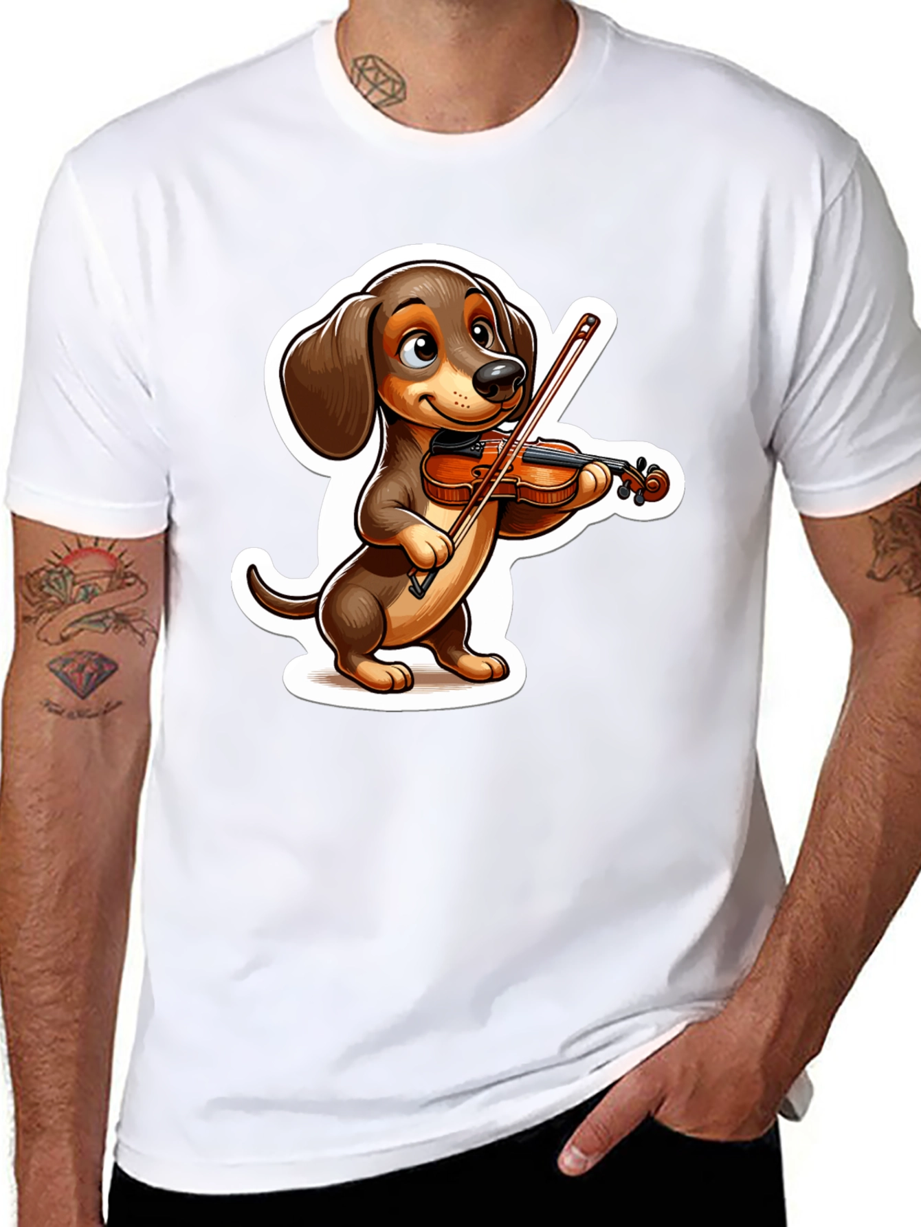 Dachshund Violinist T-Shirt - Cute Dog Lover Tee