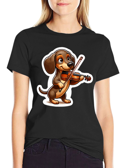 Dachshund Violinist T-Shirt - Cute Dog Lover Tee