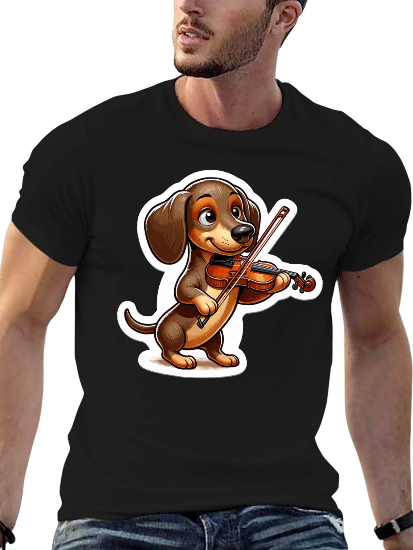 Dachshund Violinist T-Shirt - Cute Dog Lover Tee