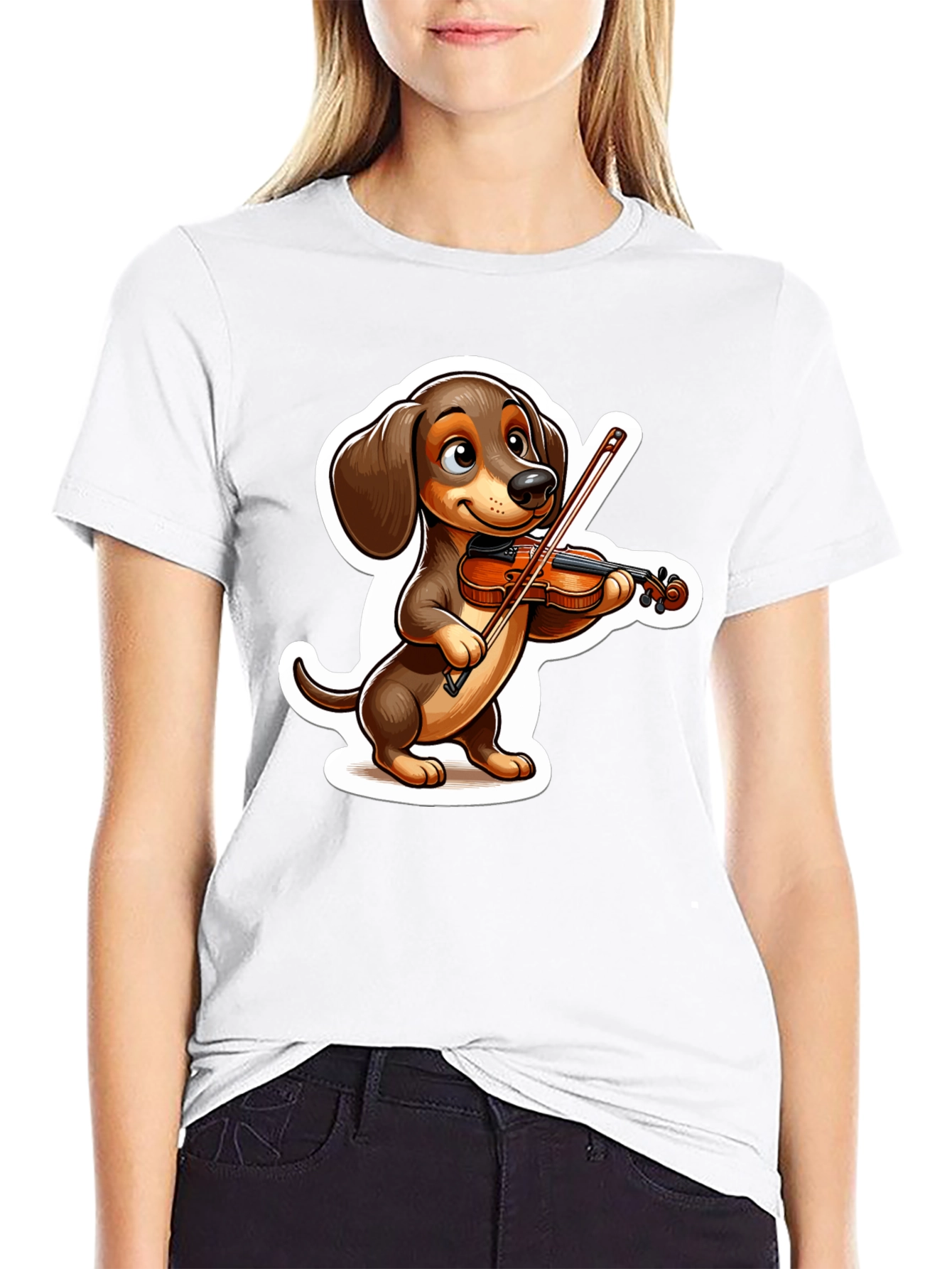 Dachshund Violinist T-Shirt - Cute Dog Lover Tee