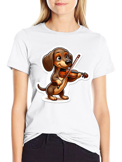 Dachshund Violinist T-Shirt - Cute Dog Lover Tee