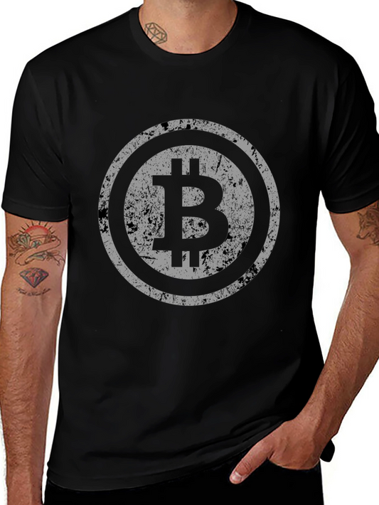 Bitcoin Distressed Logo Black T-Shirt