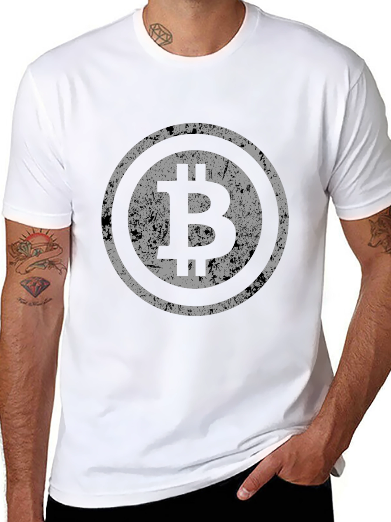 Bitcoin Distressed Logo Black T-Shirt
