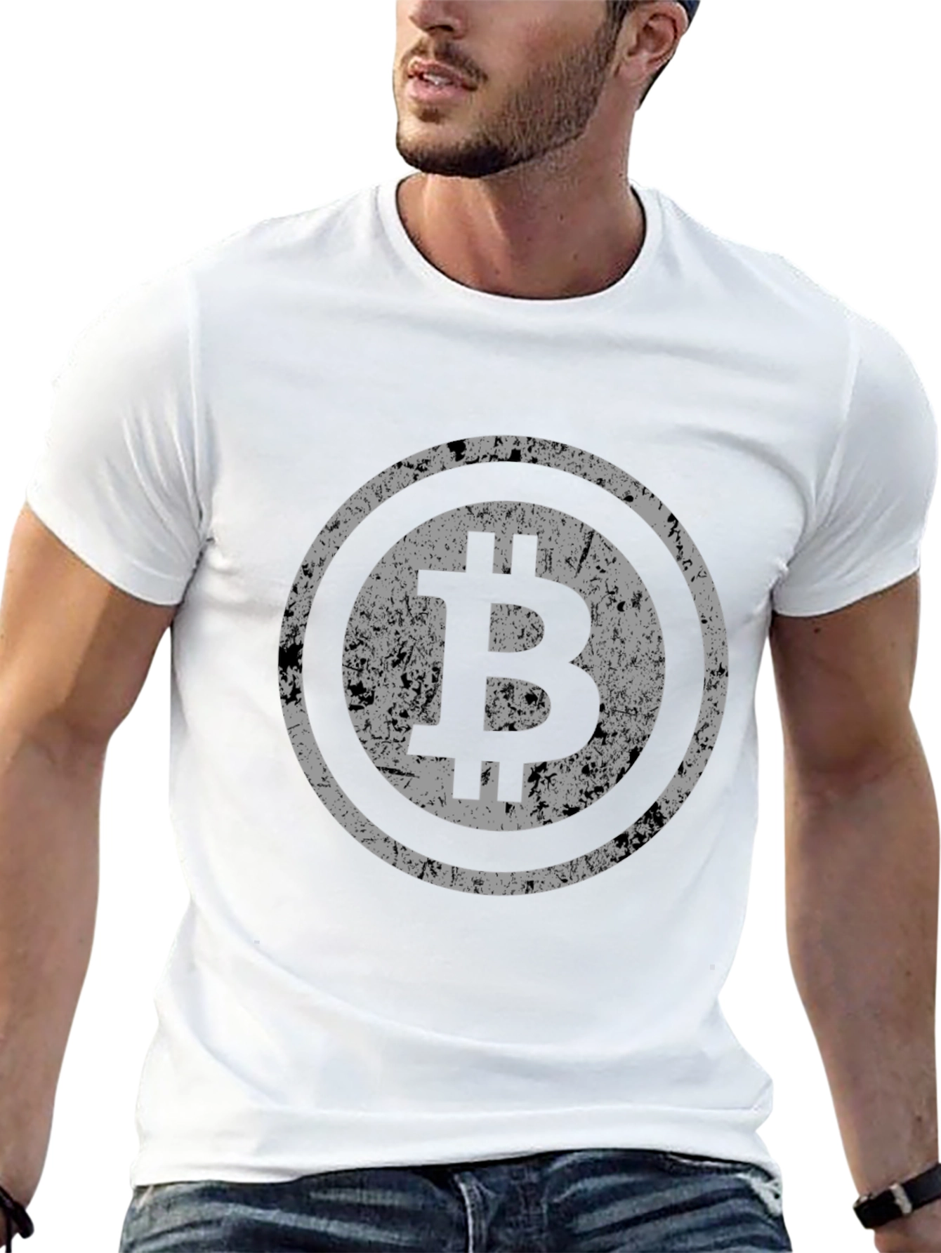 Bitcoin Distressed Logo Black T-Shirt