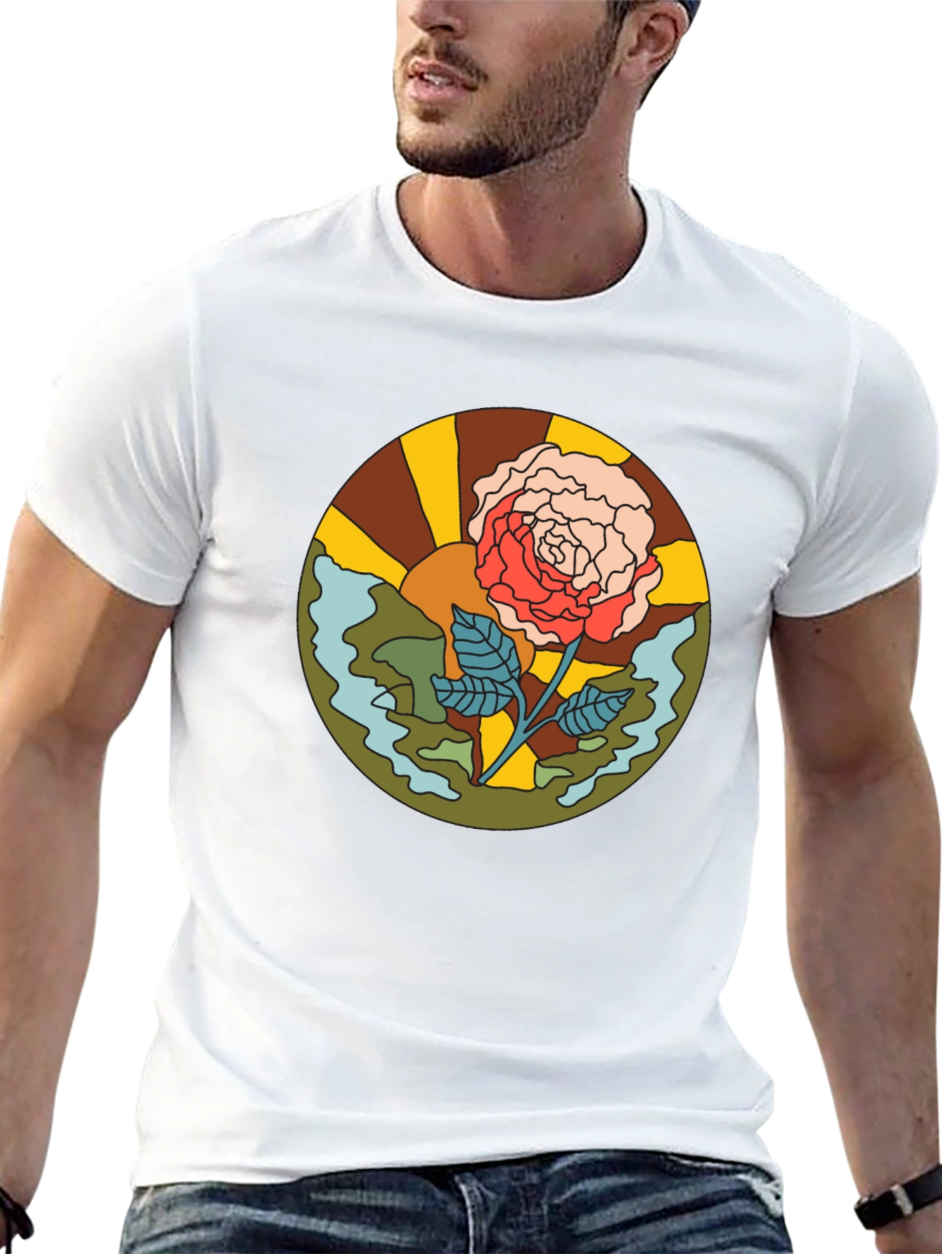 Retro Rose Graphic T-Shirt - Black
