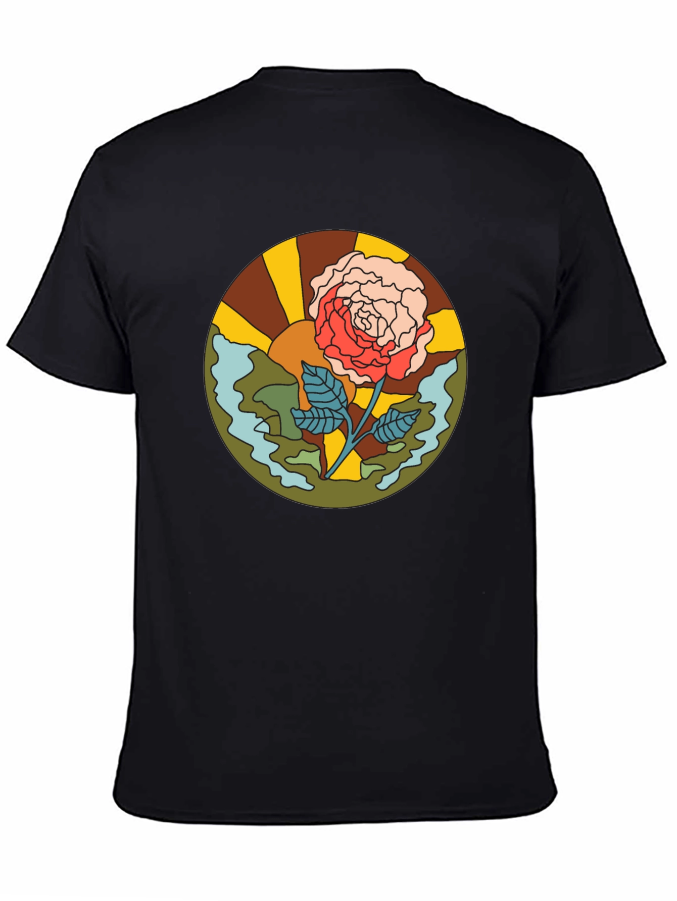 Retro Rose Graphic T-Shirt - Black